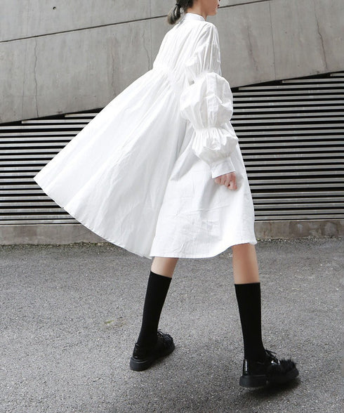 Gather Twist Balloon Shirt Dress